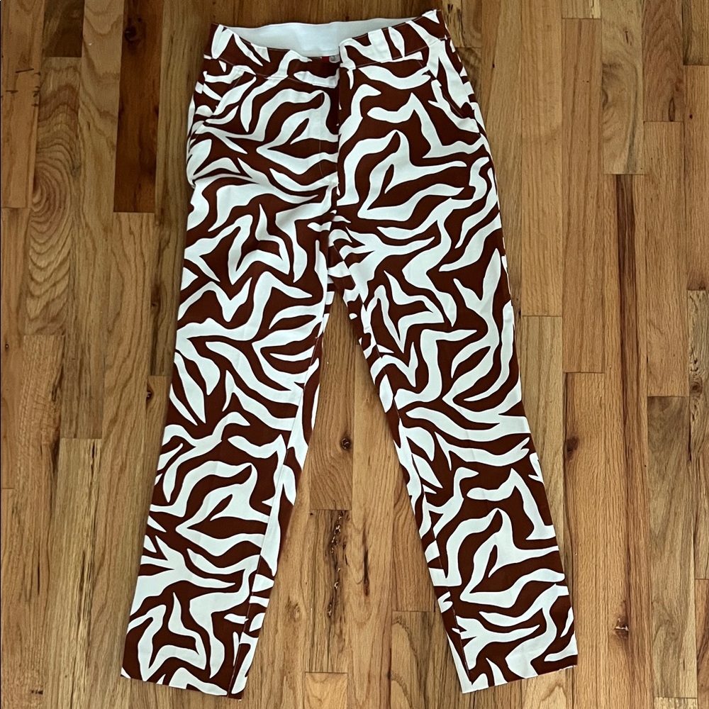 SPANX Cream and Brown Patterned Pants